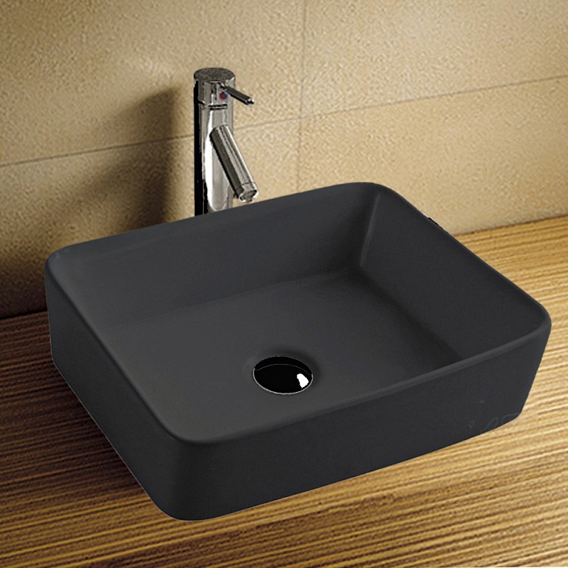 Черная накладная раковина для ванной на столешницу